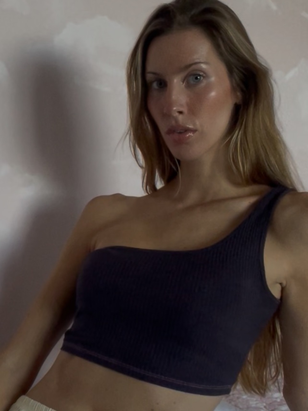 One Shoulder Purple Crop Top Cami